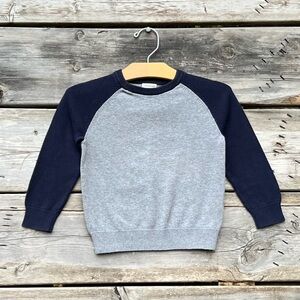 Crewcuts Gray Cotton Raglan Sweater Navy Sleeves Toddler Boy Size 3